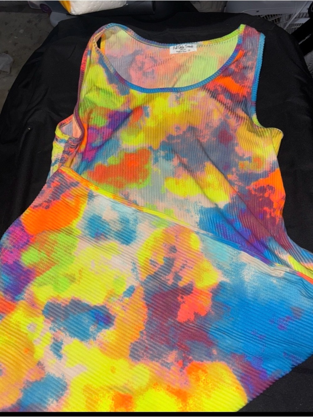 Colorful Tie-Dye Ribbed Tank Dress